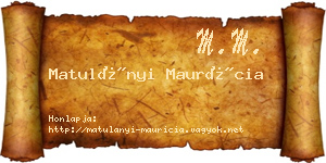 Matulányi Maurícia névjegykártya